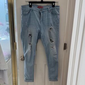 Wax Jean Light Blue Distressed Skinny Jeans